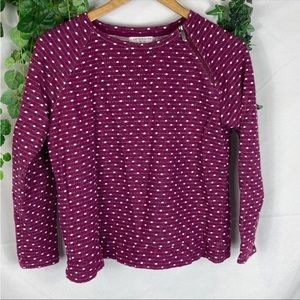 Liz Claiborne Zipper Detail Shoulder Polka Dot Sweatshirt Top, Size LP
